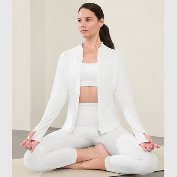 NWT Athleta Salutation Ribbed Jacket White Size XXS Athletic Jacket Full Zip - Picture 1 of 12